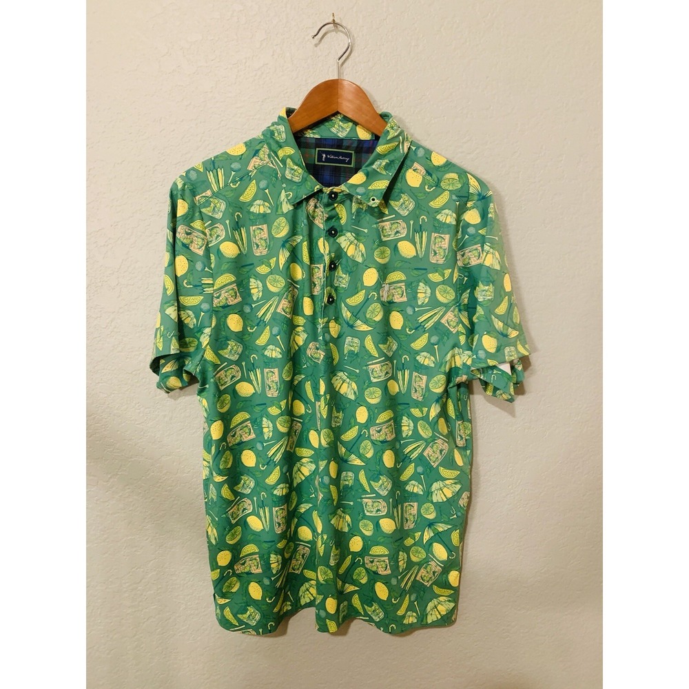 William Murray Golf Polo Shirt Mens M Lemon Life Cocktail Lime Vodka Stretch